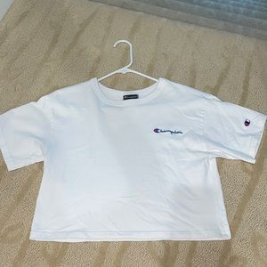 white champion cropped tee